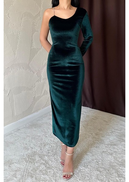 Tek Omuzlu Taş Askılı Elbise modelleri