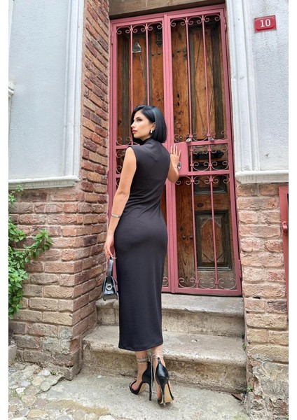 Boydan Fermuarlı Kolsuz Elbise modelleri