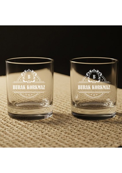 Hediyelik 2’li Kişiye Özel Isim Yazılı Single Malt Viski Bardağı Seti