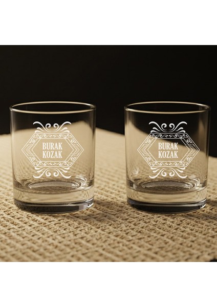 Premium Kutulu 2’li Kristal Kesim Kişiye Özel Malt Viski Viski Bardakları