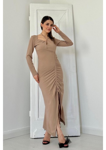 Askılı ve Yırtmaçlı Elbise