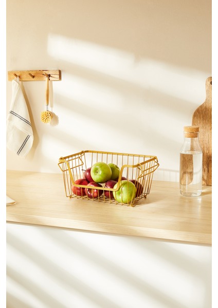 Altın Renk Metal Sepet 32 x 22 x 16 cm modelleri