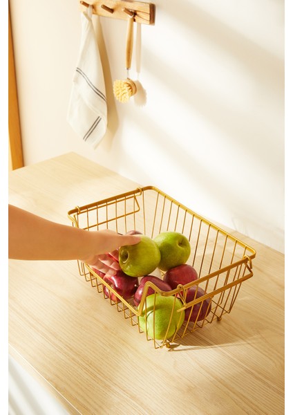 Altın Renk Metal Sepet 32 x 22 x 16 cm fırsatları