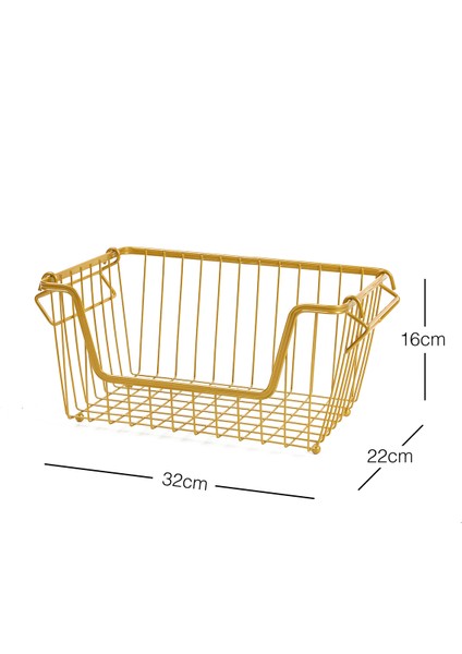 Altın Renk Metal Sepet 32 x 22 x 16 cm