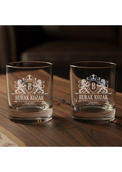Babaya Özel Kristal Kesim 2’li Scotch Barrel Viski Glass Hediye Seti