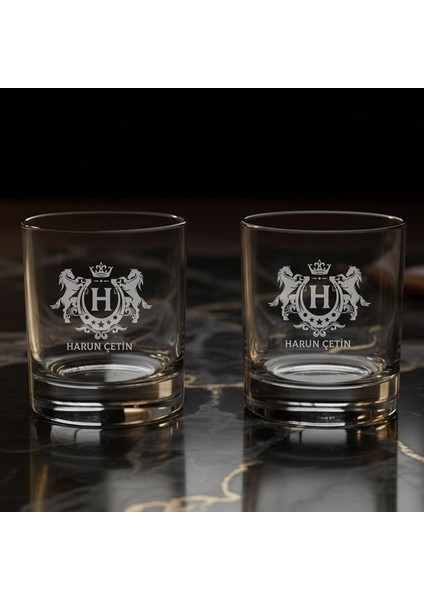 Babaya Hediye Özel Kutulu 2’li Scottish Viski Glass Isim Yazılı Bardaklar