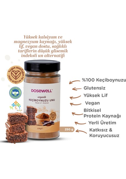 Glutensiz Organik Keçiboynuzu Unu 250 gr fiyatları