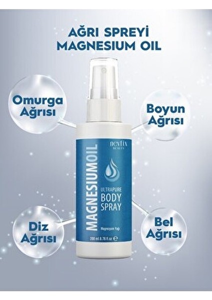 Beauty Magnezyum Klorür Yağı 200 ml Tüm Cilt Tipleri için Ağrı Giderici Etki