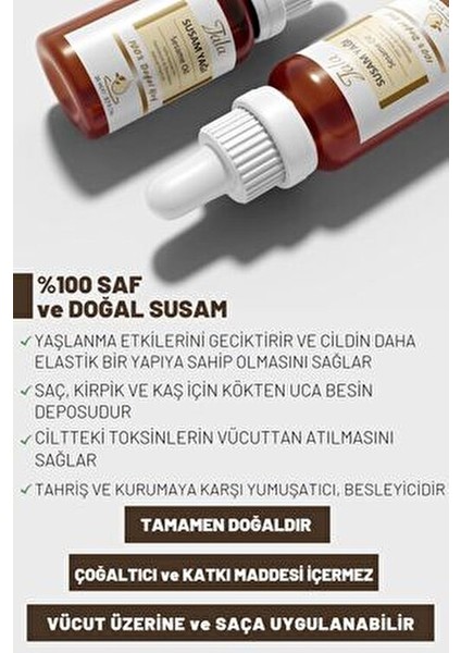 Doğal Susam Yağı 20 ml Vücut Bakımı için Nemlendirici ve Sıkılaştırıcı Etki