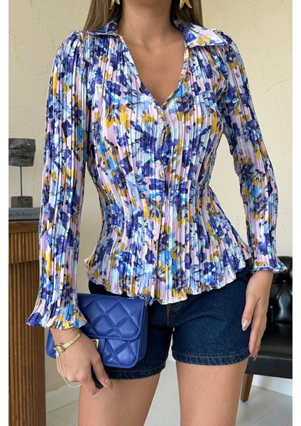 Piliseli Çiçek Desen Gömlek fırsatları