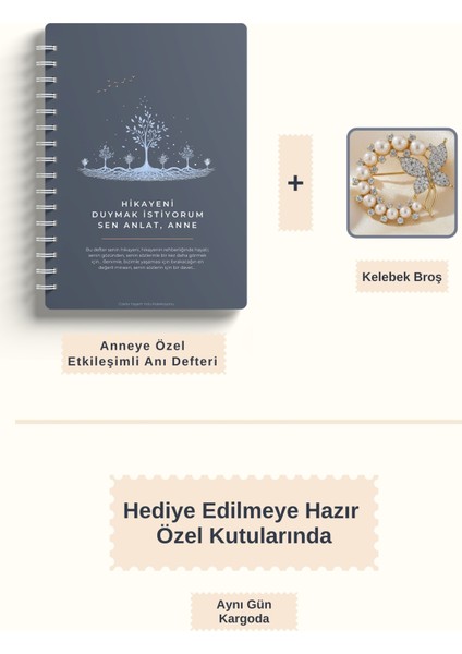 Anneler Için Hediye Etkileşimli Anı Defteri Duygusal Miras Kitabı Kelebek Broş Hediyeli Hikayeni Duymak Istiyorum Sen Anlat Anneözgün Türkçe Içerik Hediye Aile Anne fiyatları