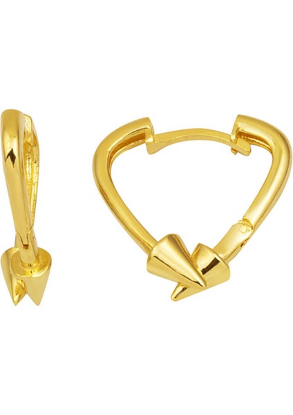 Çivili Kalp Altın Halka Küpe