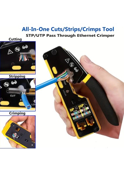 Yeni Nesil Ez RJ45 Ağ Crimper Geçişli Çok Işlevli Ethernet Sıkma Pensesi Lantel Için Sıkma/kesme/şerit (RJ11/CAT5E/6 Utp Stp) fiyatları