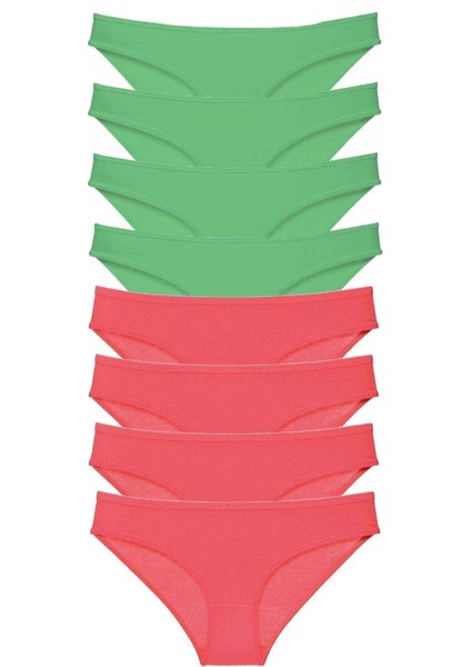 8 Adet Eko Set Likralı Kadın Slip Külot Yeşil Fuşya