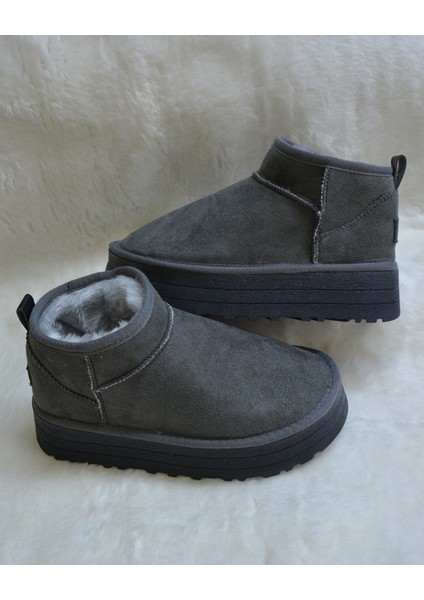 Kadın Kalın Taban Ultra Mini Süet Bot Kışlık Bot & Bootie
