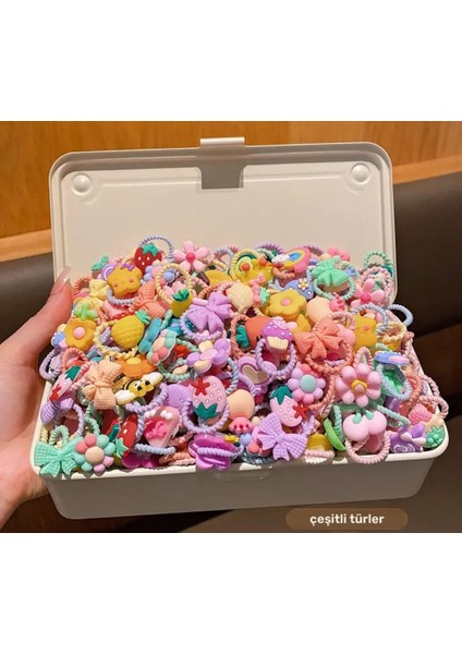16 Adet (8 Set) Kız Çocuk Lastik Toka Seti Kız Çocuk ve Kız Bebek Karışık Lastik Toka Seti