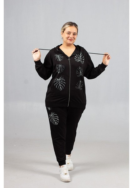 Kadın Taşlı Eşofman Takımı | Büyük Bedenlerde Işıltılı ve Rahat Şıklık fırsatları