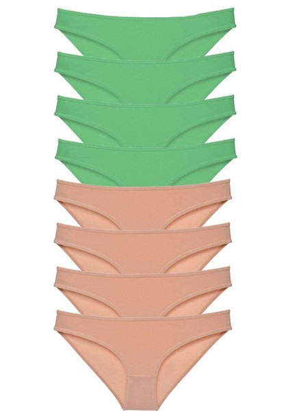 8 Adet Süper Eko Set Likralı Kadın Slip Külot Yeşil Ten