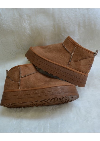 Kadın Kalın Taban Ultra Mini Süet Bot Kışlık Bot & Bootie