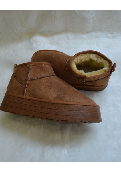 Kadın Kalın Taban Ultra Mini Süet Bot Kışlık Bot & Bootie