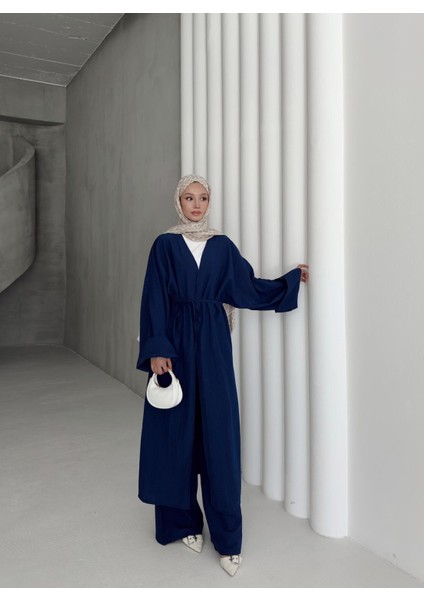 Kadın Yırtmaçlı Gofre Tesettür Tunik Pantolon Ikili Alt Üst Takım modelleri