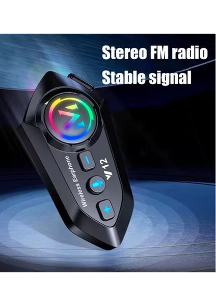 Y12 Motor Kask Kulaklık Rgb Modlu Radyolu Motosiklet Kulaklık 5.3 Bluetooth Intercom - Lisinya