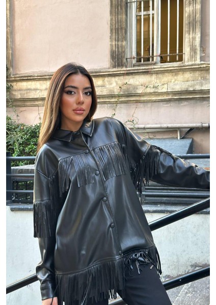 Püsküllü Deri Gömlek modelleri