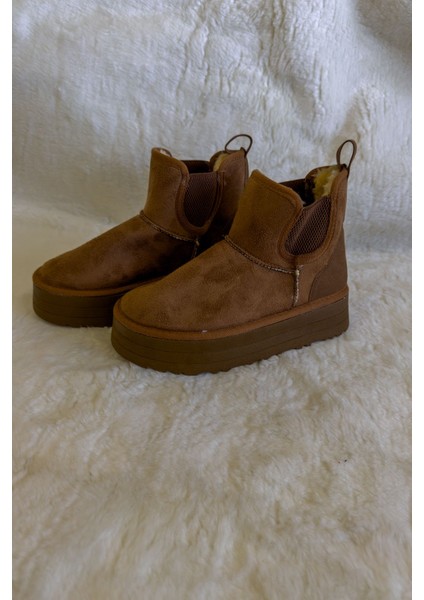 Kadın Kalın Taban Lastikli Süet Bot & Bootie