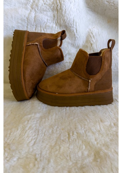 Kadın Kalın Taban Lastikli Süet Bot & Bootie indirimleri
