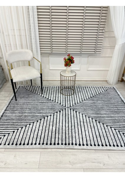 Gri Renk Şönil Görünümlü Tasarım Yolluk Halı Mutfak Halısı modelleri