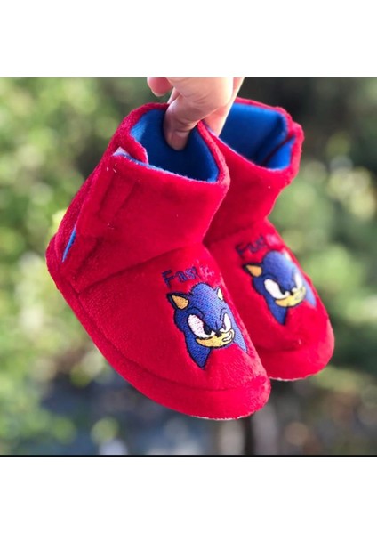Cırtlı Sonic Çocuk Panduf Kaydırmaz Taban Hızlı Çocuk Figürlü Terletmez Üşütmez Anaokulu Kreş Ev Pandufu indirimleri