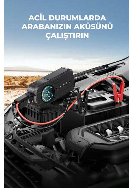 4'ü 1 Arada Şarjlı Akü Ateşleyici 150 PSI Lastik Şişirici Powerbank LED Işık 6V fiyatları