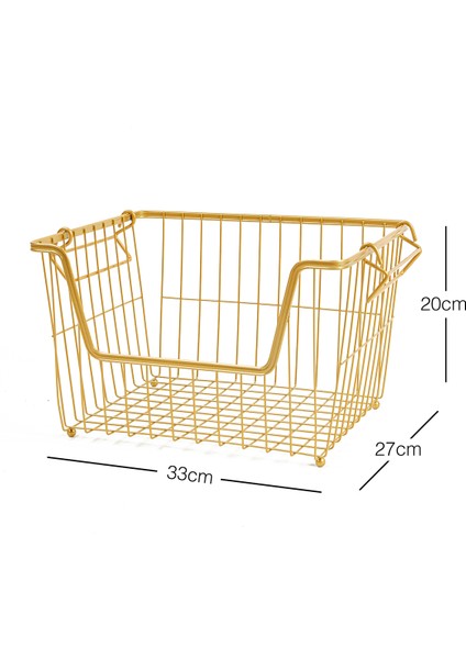 Altın Renk Metal 33 x 27 x 20 cm