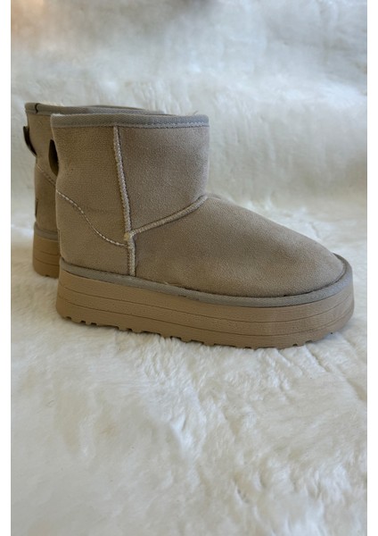 Kadın Kalın Taban Mini Süet Bot Kışlık Bot & Bootie