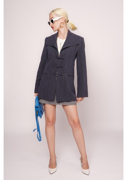 Lacivert Bağlama Detaylı Blazer Kadın Ceket MG2482 fiyatları