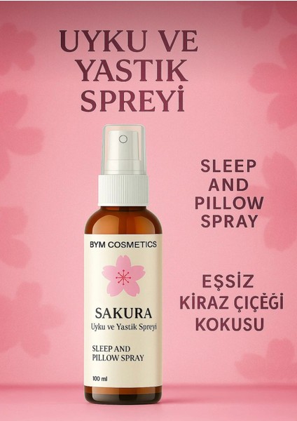 Bym Kiraz Çiçeği (Sakura) Kokulu Uyku ve Yastık Spreyi 100 ml – Aromaterapi Etkili