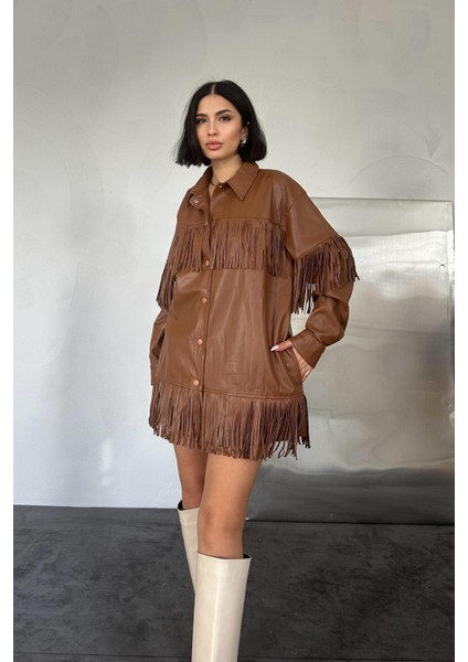 Püsküllü Deri Gömlek