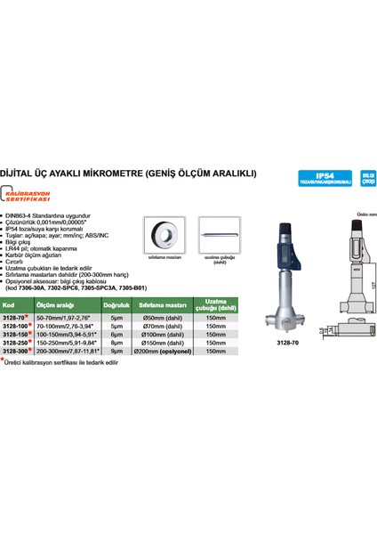 3128 Dijital Üç Ayaklı Mikrometre (Geniş Ölçüm Aralıklı) fırsatları