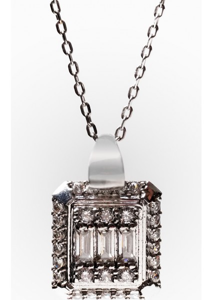 14 Ayar Beyaz Altın Baget Kolye