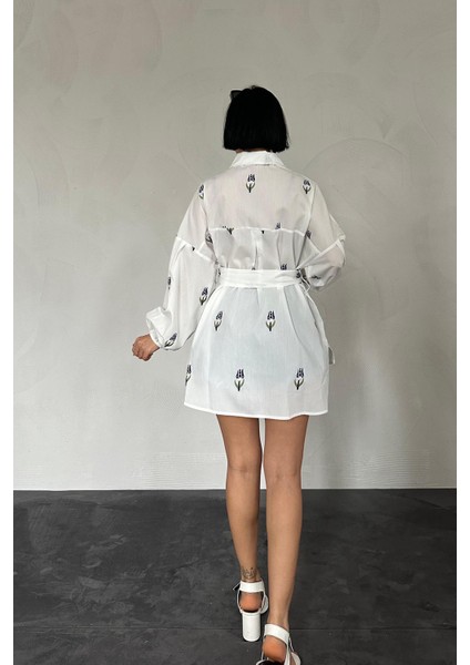 Vual Metraj Nakış Kuşaklı Gömlek modelleri