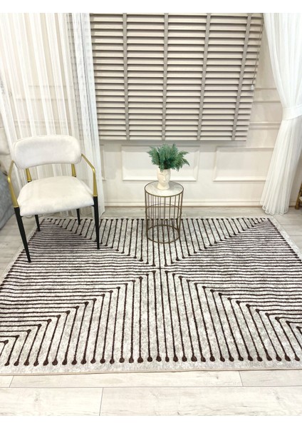 Bej Renk Şönil Görünümlü Tasarım Yolluk Halı Mutfak Halısı fırsatları