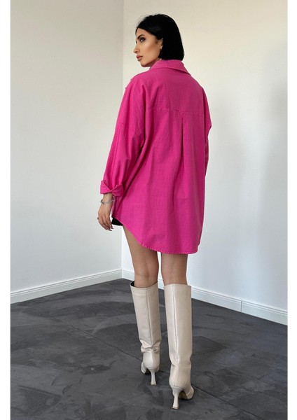 Boyamalı Keten Baskılı Taşlı Gömlek fiyatları