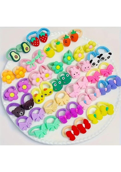 16 Adet (8 Set) Kız Çocuk Lastik Toka Seti Kız Çocuk ve Kız Bebek Karışık Lastik Toka Seti