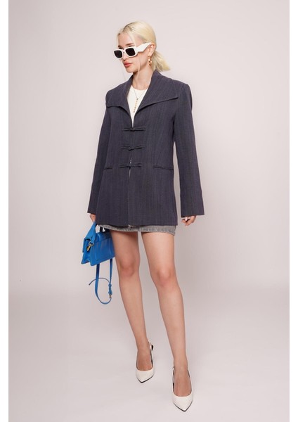 Lacivert Bağlama Detaylı Blazer Kadın Ceket MG2482 modelleri
