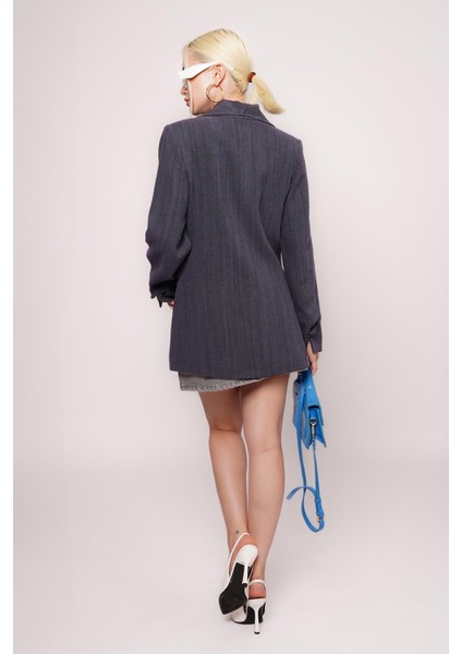 Lacivert Bağlama Detaylı Blazer Kadın Ceket MG2482 fırsatları