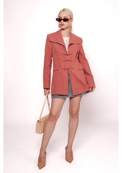 Kiremit Bağlama Detaylı Blazer Kadın Ceket MG2482