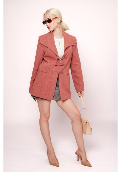 Kiremit Bağlama Detaylı Blazer Kadın Ceket MG2482 fırsatları