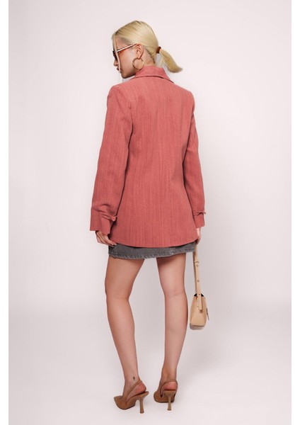 Kiremit Bağlama Detaylı Blazer Kadın Ceket MG2482 indirimleri