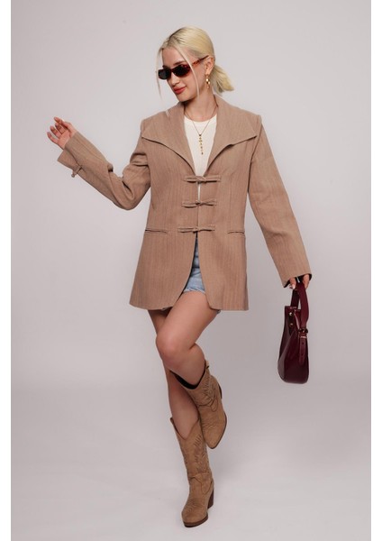 Vizon Bağlama Detaylı Blazer Kadın Ceket MG2482