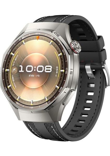 Huawei Watch Gt6 Pro 46MM ile Uyumlu Metal Tokalı Dikiş Detaylı Şık Dokuma Silikon Kordon